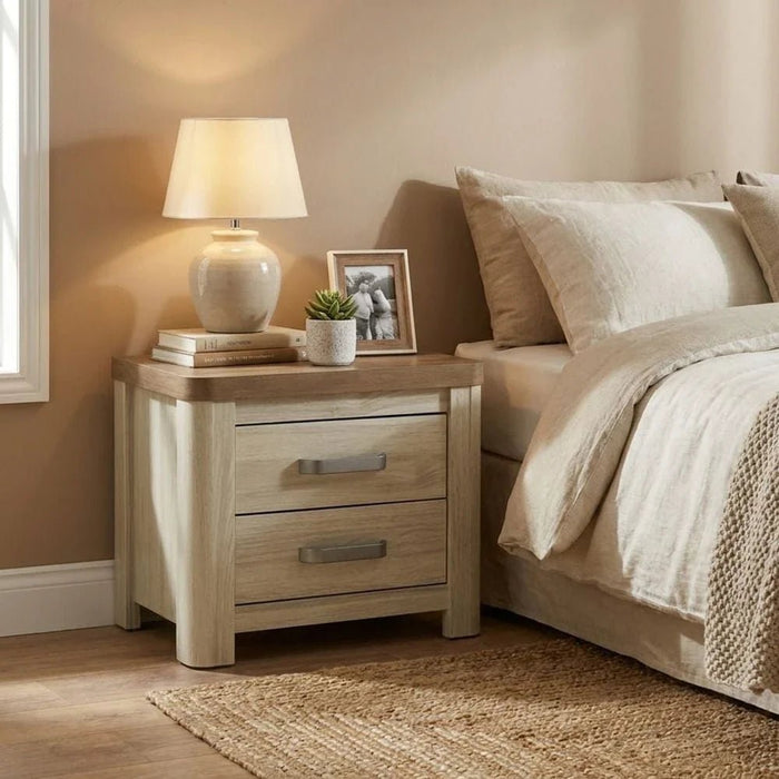 Olivos Nightstand-Ash Grey/Oak-With 2-Year Warranty