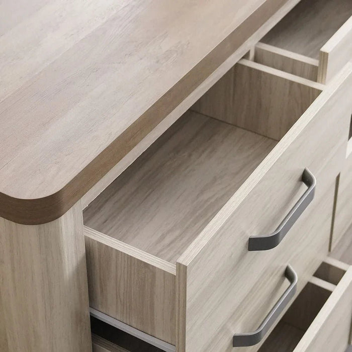 Olivos 6-Drawer Dresser with Mirror - Ash Grey/Oak - With 2-Year Warranty