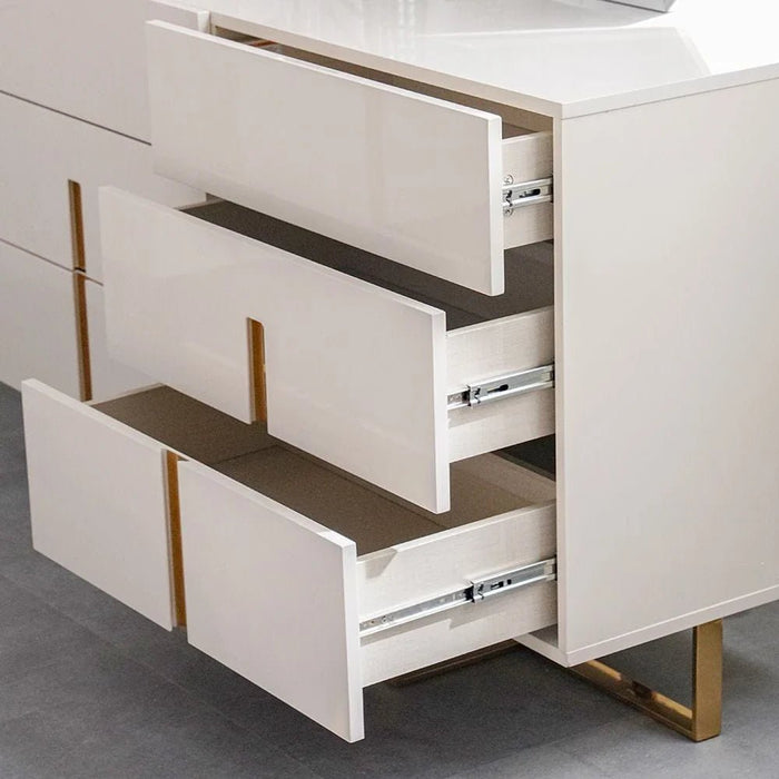 New Poliana Dresser with Mirror and Stool-Beige-With 2-Year Warranty