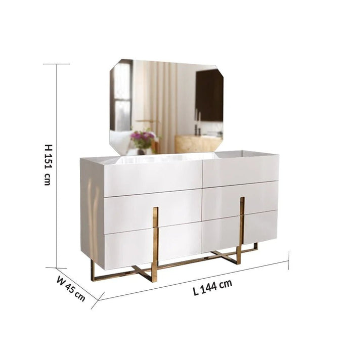New Poliana Dresser with Mirror and Stool-Beige-With 2-Year Warranty