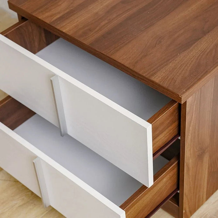 New Allano Night Stand-Dark Walnut/White-With 2-Year Warranty