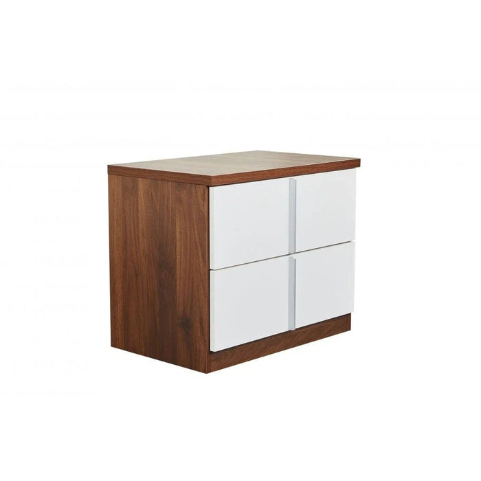New Allano Night Stand-Dark Walnut/White-With 2-Year Warranty