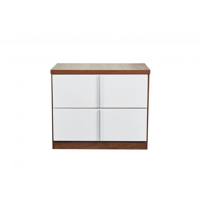 New Allano Night Stand-Dark Walnut/White-With 2-Year Warranty