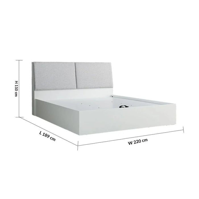 Palomeze 180x200 King Bed with Hydraulic and Headboard storage-White/Black-With 2-Year Warranty