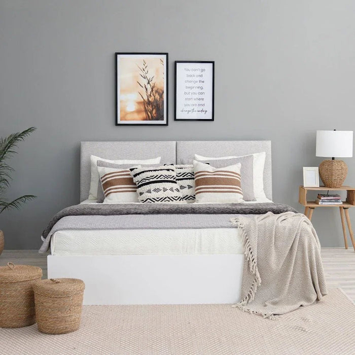 Palomeze 180x200 King Bed with Hydraulic and Headboard storage-White/Black-With 2-Year Warranty