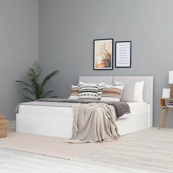 Palomeze 180x200 King Bed with Hydraulic and Headboard storage-White/Black-With 2-Year Warranty