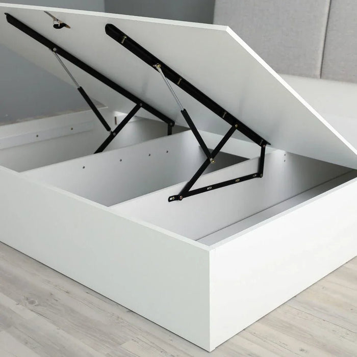 Palomeze 180x200 King Bed with Hydraulic and Headboard storage-White/Black-With 2-Year Warranty