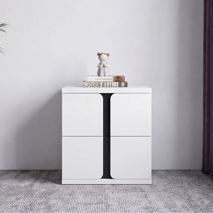Palomeze Night Stand-White/Black-With 2-Year Warranty