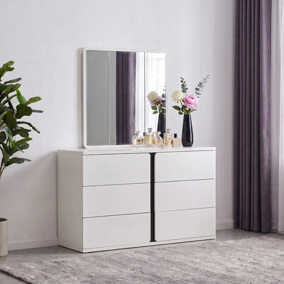 Palomeze Dresser with Mirror-White/Black-With 2-Year Warranty