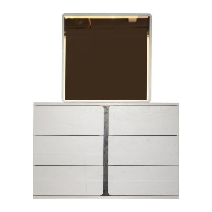 Palomeze Dresser with Mirror-White/Black-With 2-Year Warranty