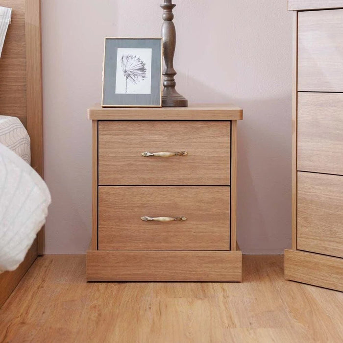 Zirco 2-Drawer Night Stand-Brown Oak-With 2-Year Warranty