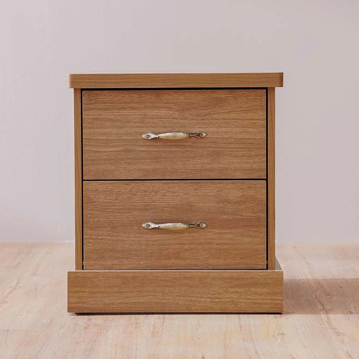 Zirco 2-Drawer Night Stand-Brown Oak-With 2-Year Warranty
