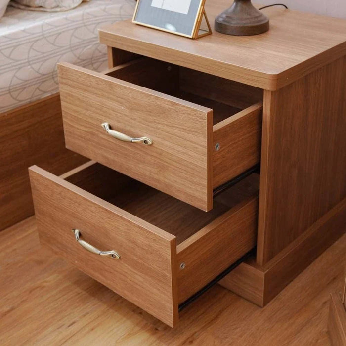 Zirco 2-Drawer Night Stand-Brown Oak-With 2-Year Warranty