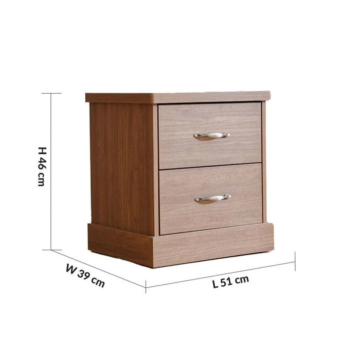 Zirco 2-Drawer Night Stand-Brown Oak-With 2-Year Warranty