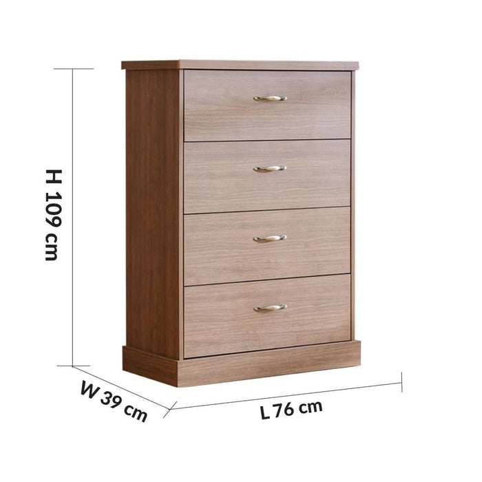 Zirco Chest ofæ4 Drawers -æBrown Oak-With 2-Year Warranty
