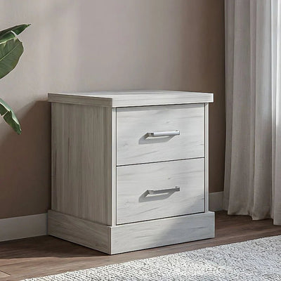 Zirco 2-Drawer Night Stand-White Oak-With 2-Year Warranty