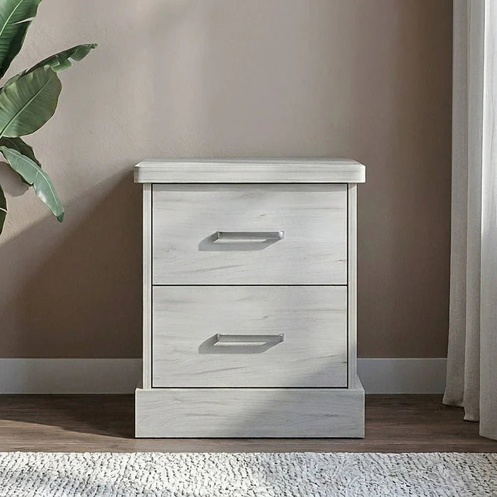 Zirco 2-Drawer Night Stand-White Oak-With 2-Year Warranty