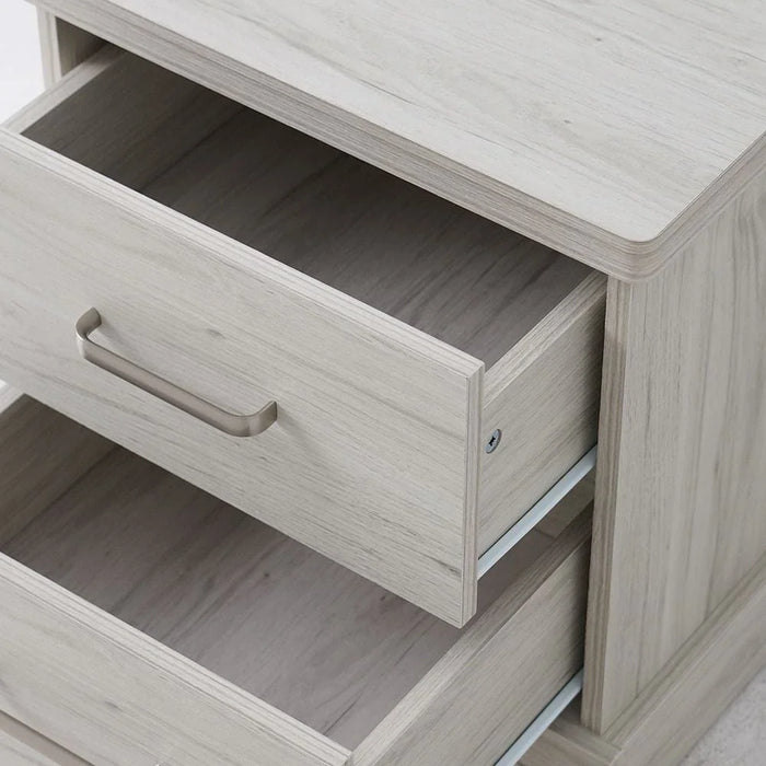 Zirco 2-Drawer Night Stand-White Oak-With 2-Year Warranty