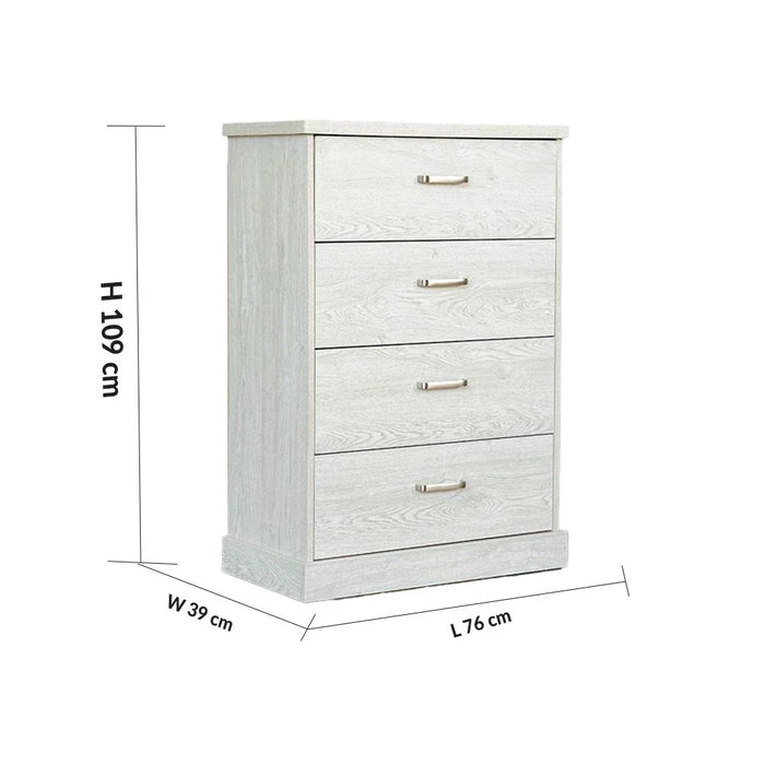 Zirco Chest ofÊ4 Drawers-White Oak-With 2-Year Warranty