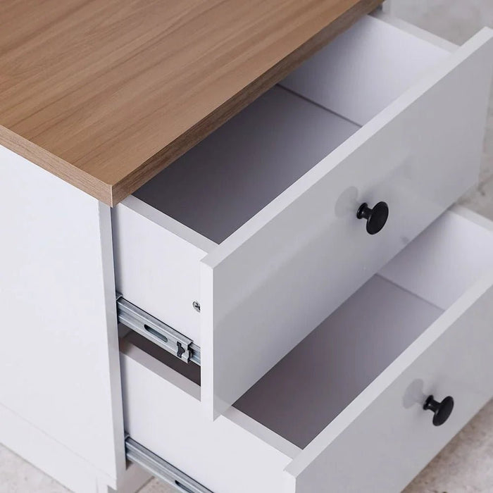 Pera 2-Drawer Night Stand - White/Light Oak - With 2-Year Warranty