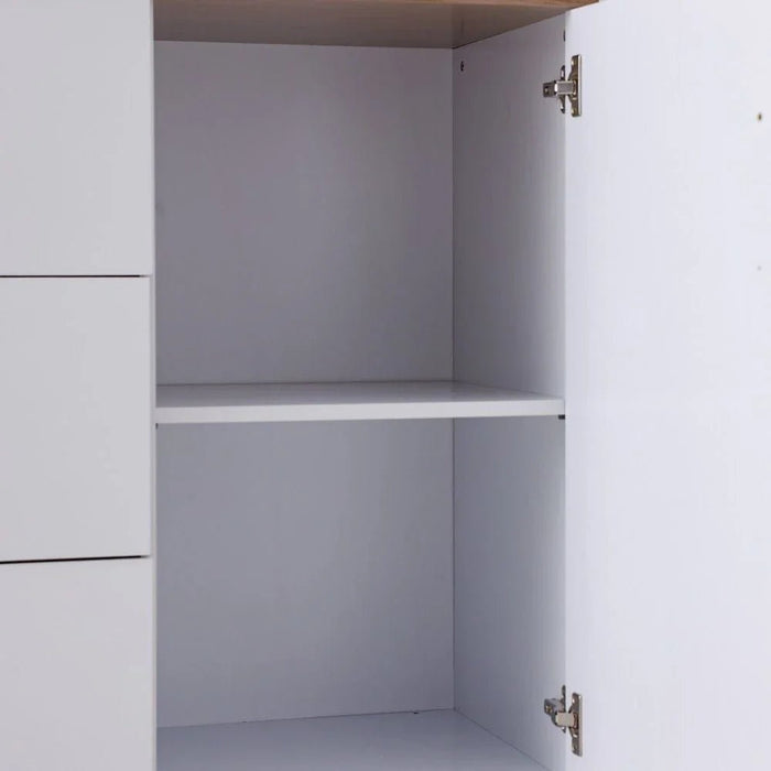 Pera Dresser with Mirror - White/Light Oak - With 2-Year Warranty