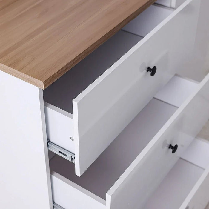 Pera Dresser with Mirror - White/Light Oak - With 2-Year Warranty