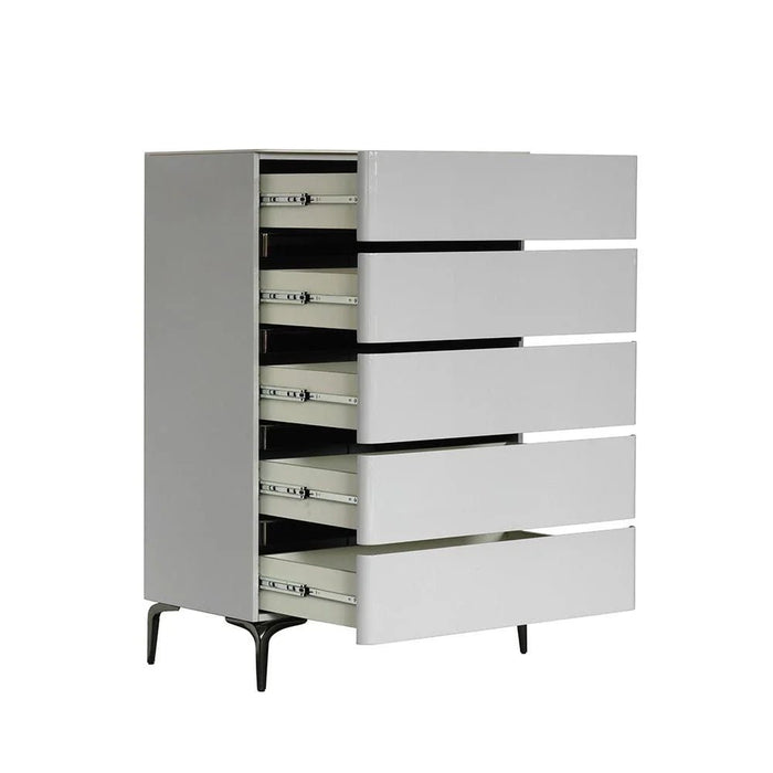 Santelmo Chest of 5 Drawers-High Gloss Light Grey