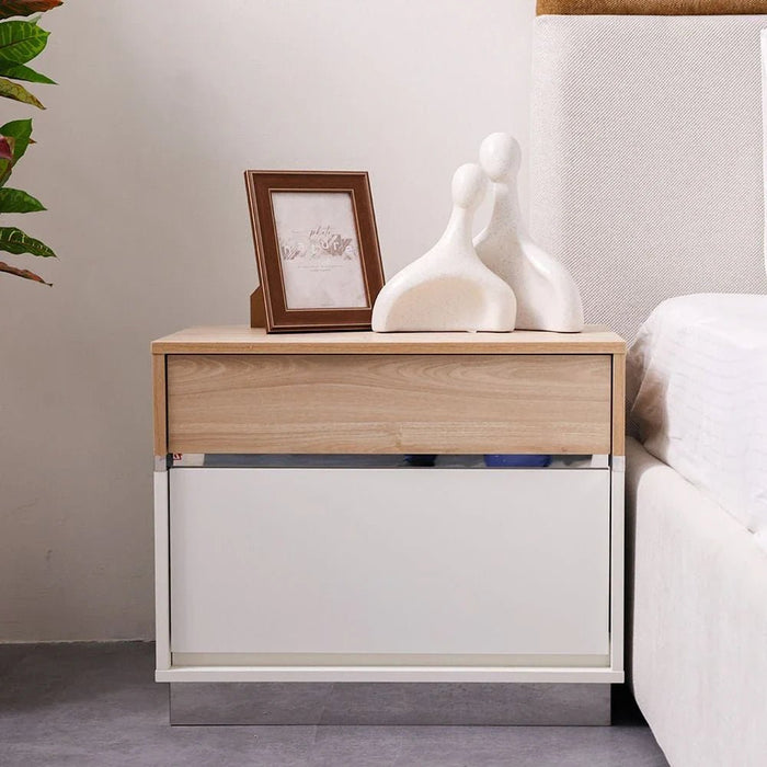 Frazer Nightstand-White/Natural Oak-With 2-Year Warranty