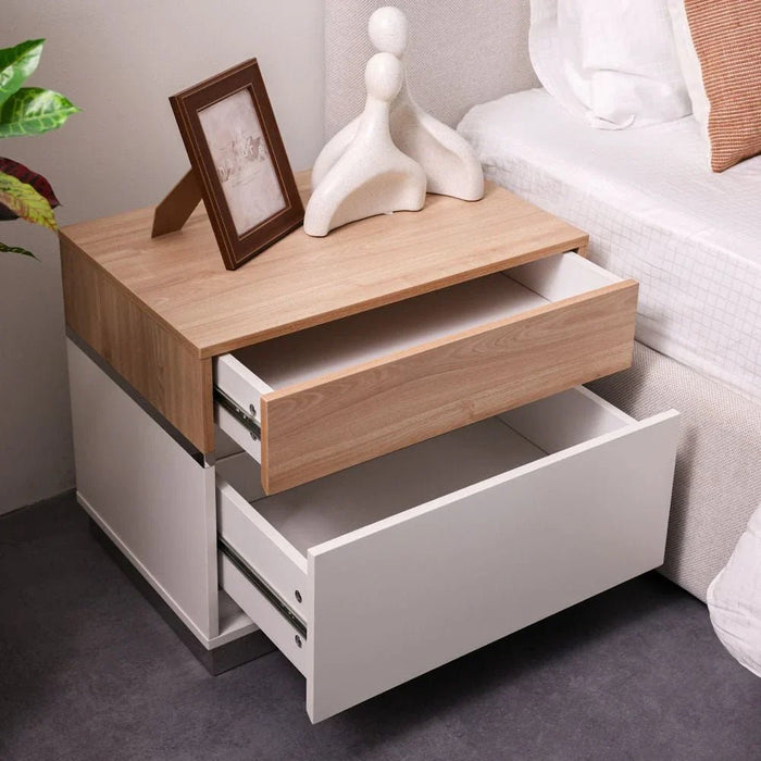 Frazer Nightstand-White/Natural Oak-With 2-Year Warranty