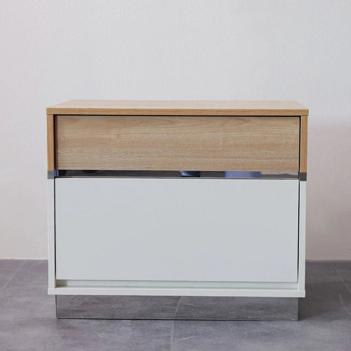 Frazer Nightstand-White/Natural Oak-With 2-Year Warranty