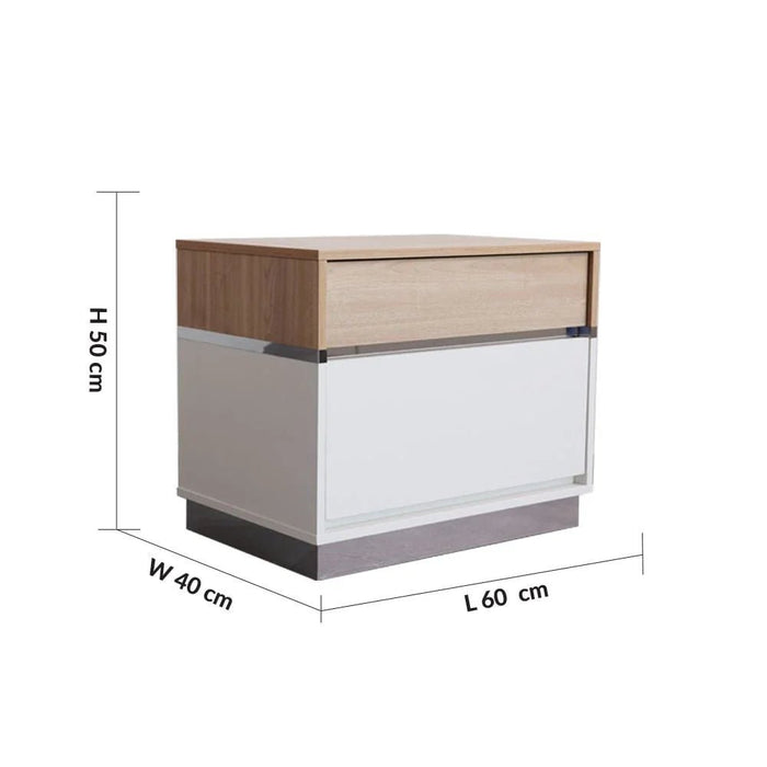 Frazer Nightstand-White/Natural Oak-With 2-Year Warranty