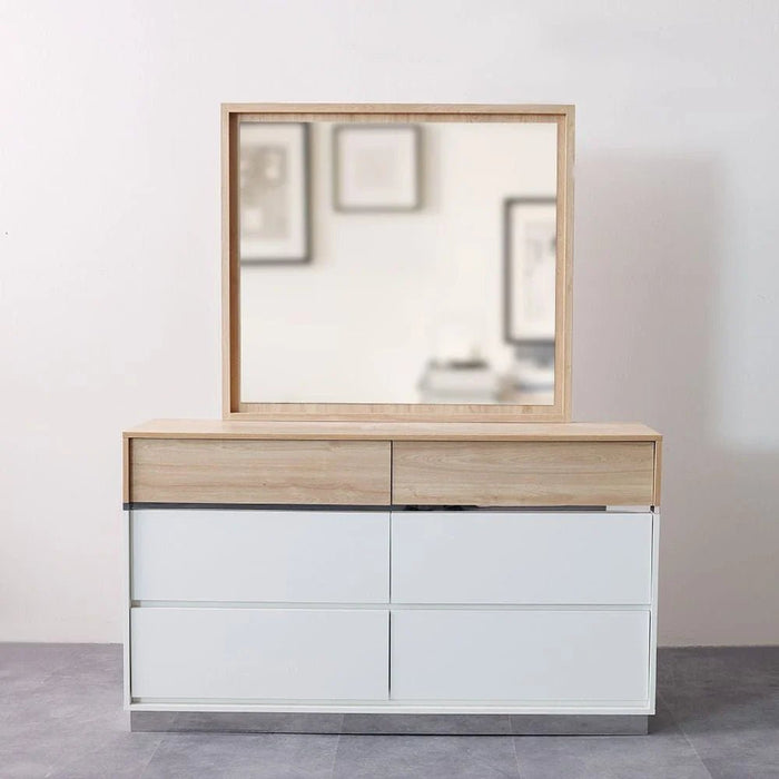 Frazer Dresser with Mirror-White/Natural oak