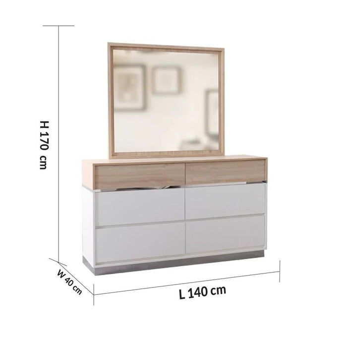 Frazer Dresser with Mirror-White/Natural oak