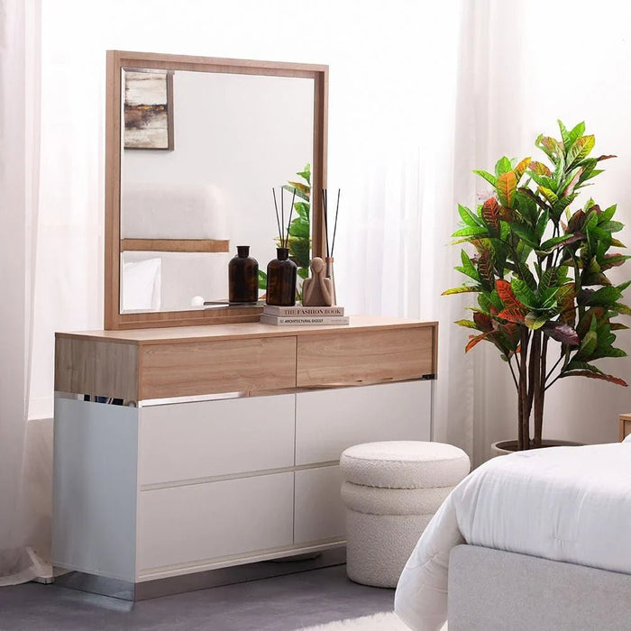 Frazer Dresser with Mirror-White/Natural oak