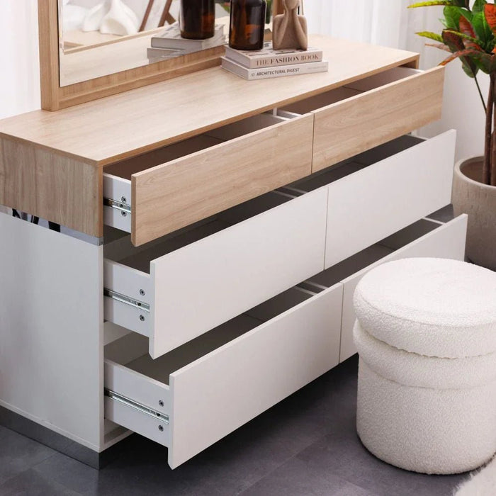 Frazer Dresser with Mirror-White/Natural oak