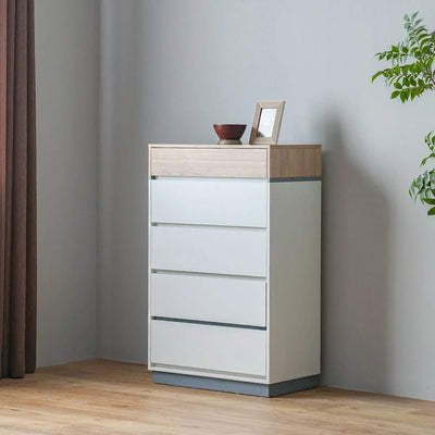 Frazer Chest of 5 Drawers-White/Natural Oak-With 2-Year Warranty