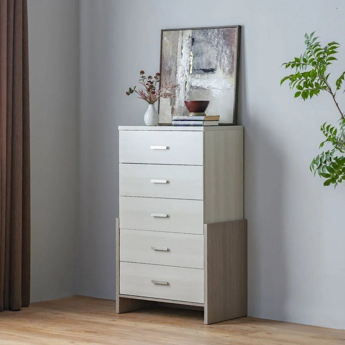 Barney Chest of 5 Drawers - Beige/Brown - With 2-Year Warranty