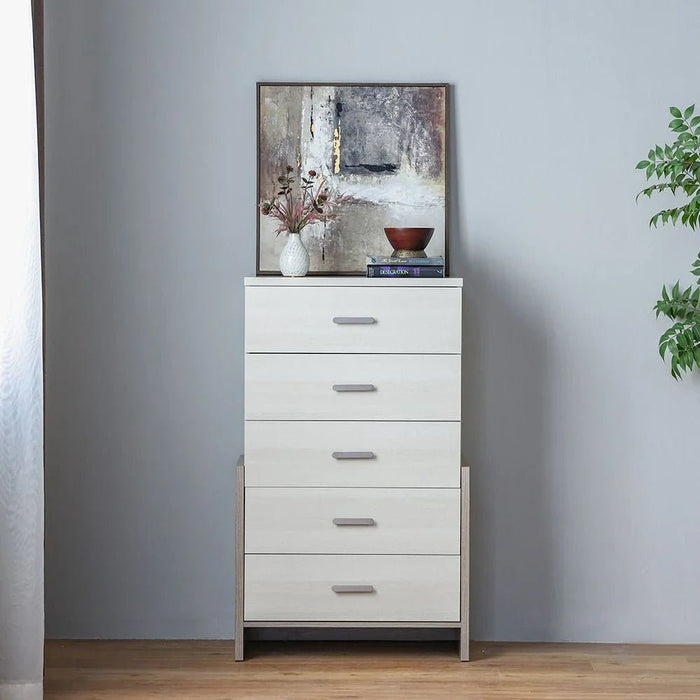Barney Chest of 5 Drawers - Beige/Brown - With 2-Year Warranty