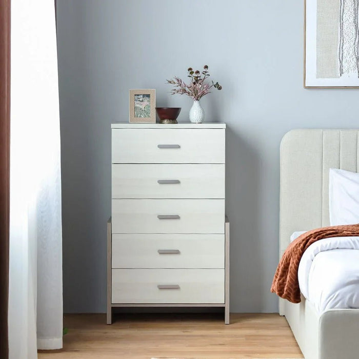 Barney Chest of 5 Drawers - Beige/Brown - With 2-Year Warranty
