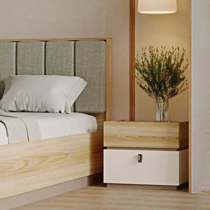 Sacramento 2-Drawer Nightstand-Beige/Oak-With 2-Year Warranty