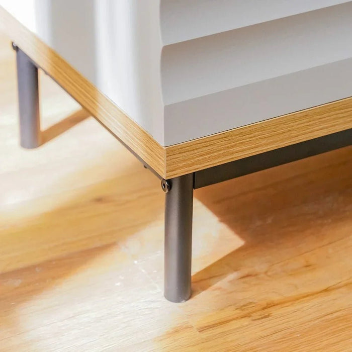 Delmar End Table with 1-Door Storage-Natural/Grey-With 2-Year Warranty