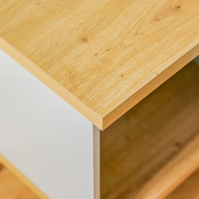 Delmar End Table with 1-Door Storage-Natural/Grey-With 2-Year Warranty