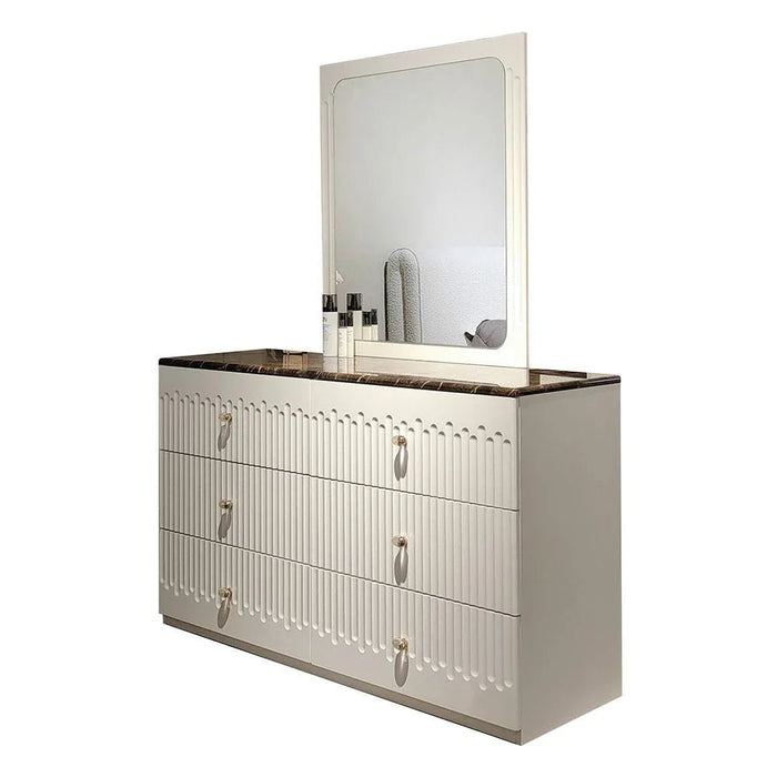 Naples 6-Drawer Dresser with Mirror - Beige/Stone - With 2-Year Warranty