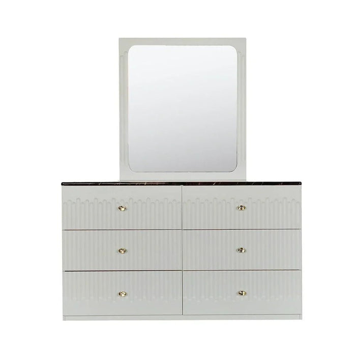 Naples 6-Drawer Dresser with Mirror - Beige/Stone - With 2-Year Warranty