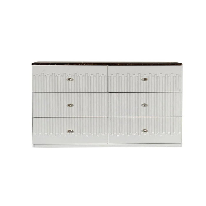 Naples 6-Drawer Dresser with Mirror - Beige/Stone - With 2-Year Warranty