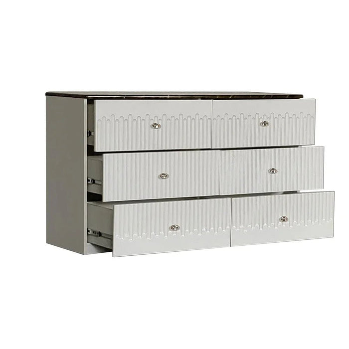 Naples 6-Drawer Dresser with Mirror - Beige/Stone - With 2-Year Warranty