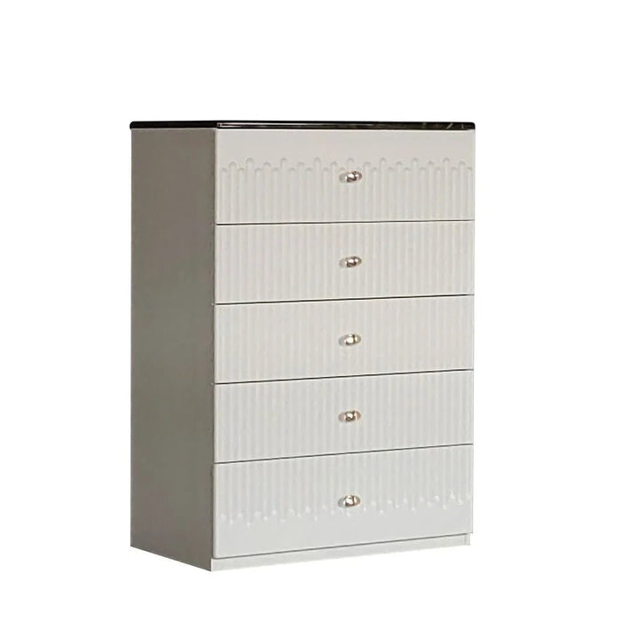 Naples 5-Drawer Chest Cabinet-Beige/Stone-With 2-Year Warranty