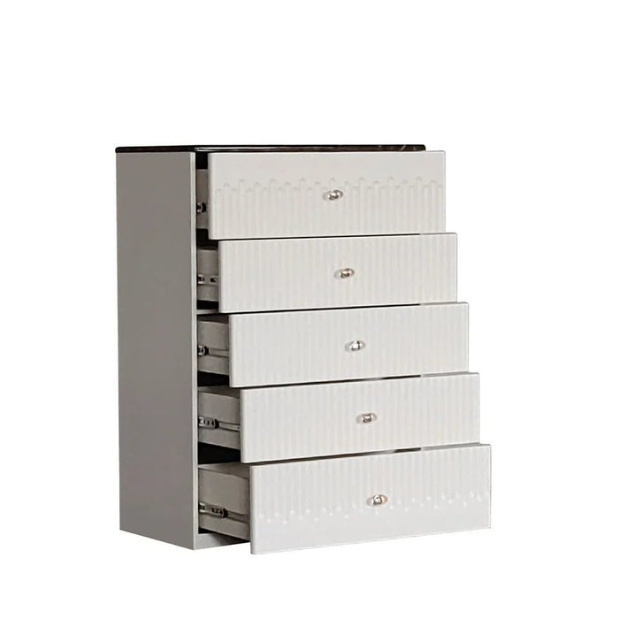 Naples 5-Drawer Chest Cabinet-Beige/Stone-With 2-Year Warranty