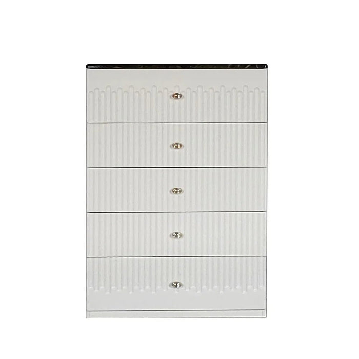 Naples 5-Drawer Chest Cabinet-Beige/Stone-With 2-Year Warranty