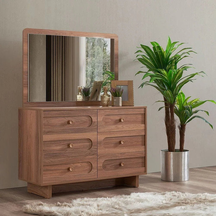 Ren Dresser with Mirror-Natural Walnut-With 2-Year Warranty